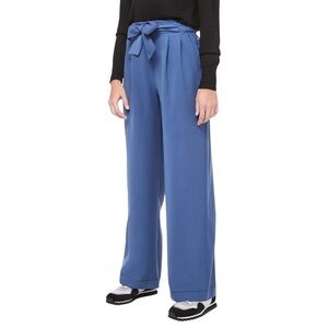 Lululemon Noir Pant Wide-Leg Pleated Front Trouser Blue Travel Woven Sz 12